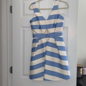 Blue and white striped dress